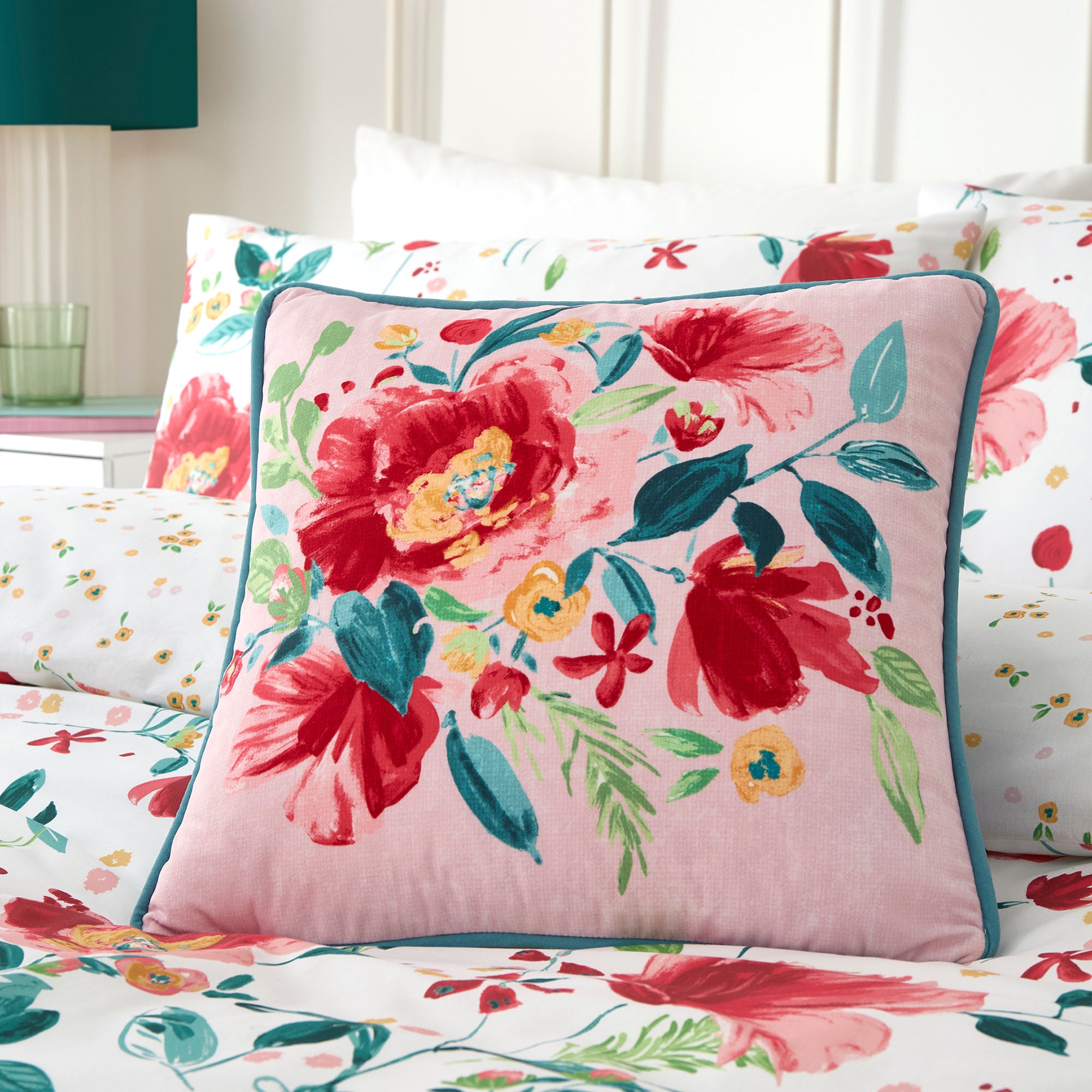 Abstract Poppy Cushion in Red 43 x 43cm - Cushion - Dreams & Drapes