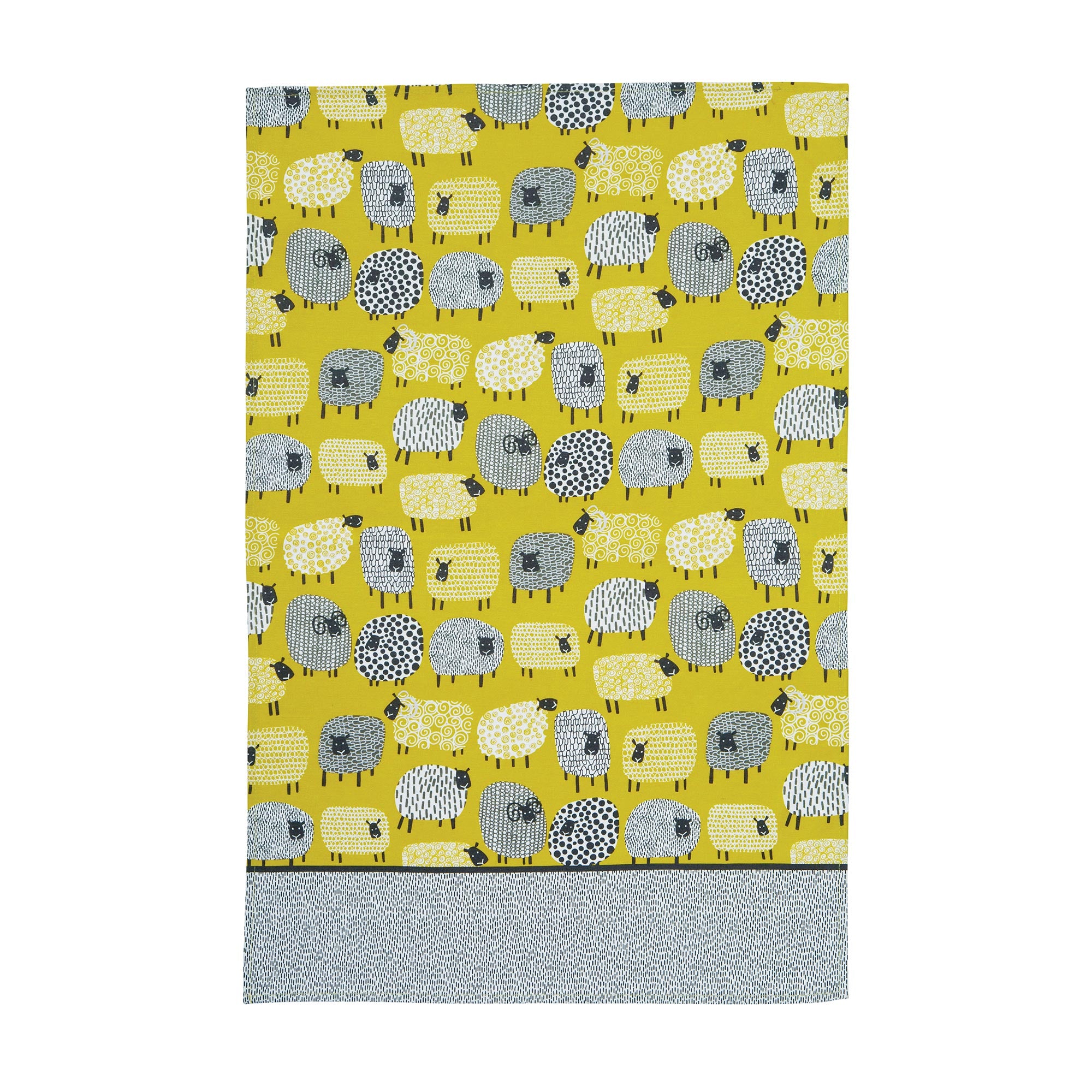 Dotty Sheep Cotton Tea Towel in Yellow - Tea Towel - Ulster Weavers