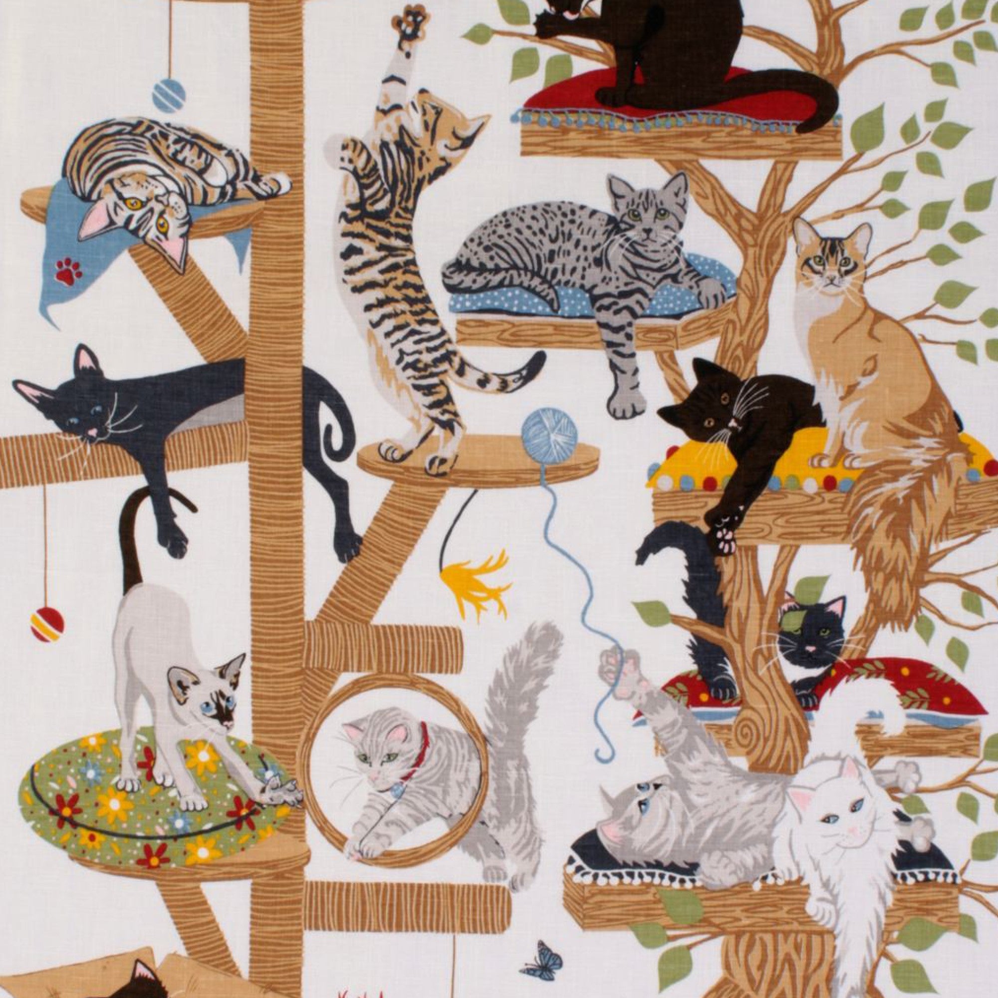 Ulster Weavers Cotton Tea Towel - Moggie Mahem (100% Cotton, Brown) - Tea Towel - Ulster Weavers