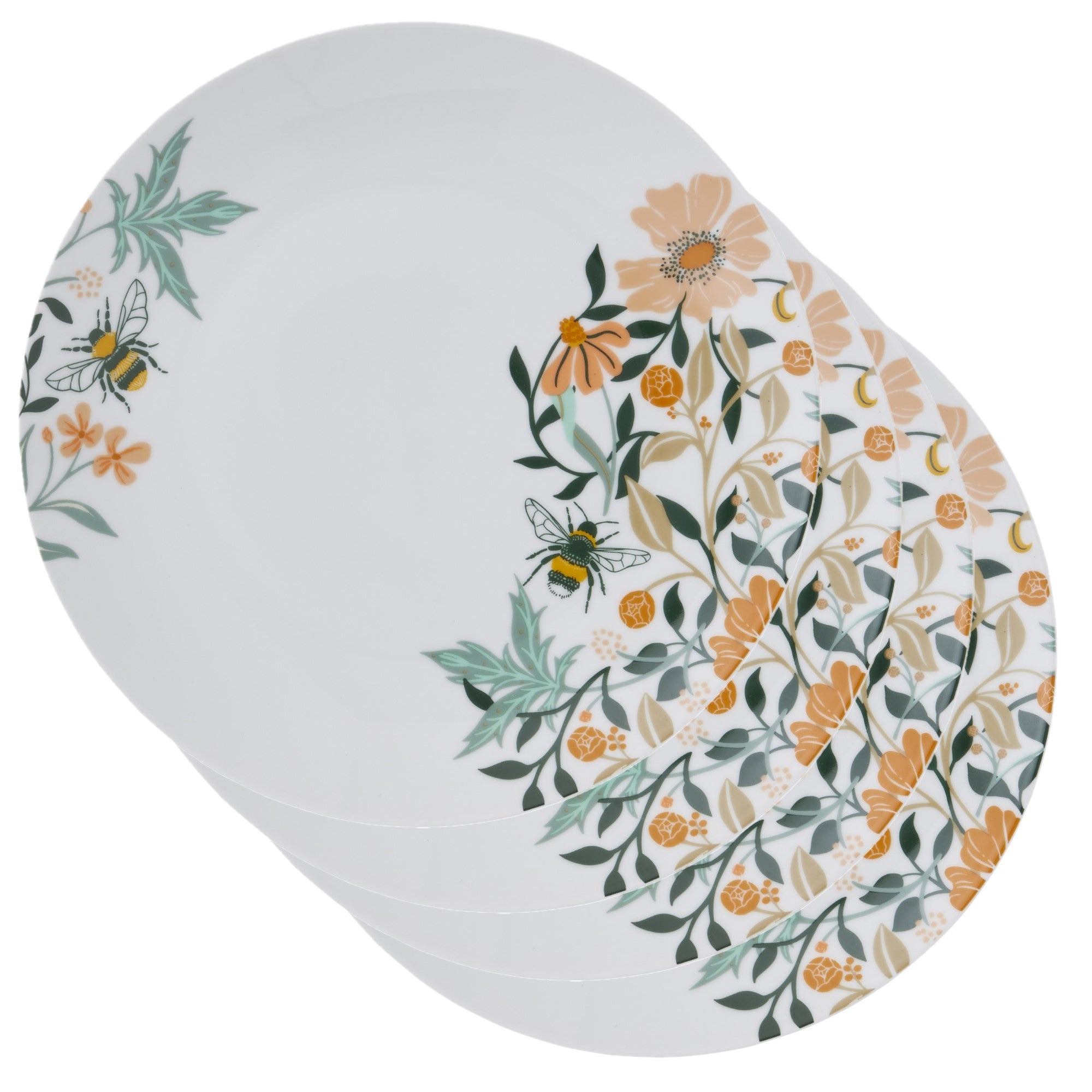 Ulster Weavers Bee Bloom Dinner Plate - Porcelain - 4 Pack One Size in White - Plates - Ulster Weavers