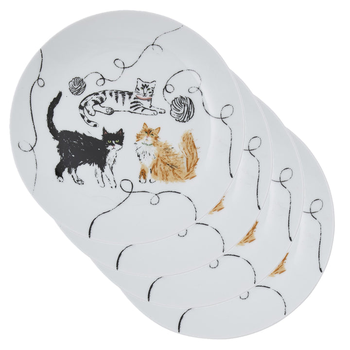 Ulster Weavers Feline Friends Side Plate - Porcelain - 4 Pack One Size in White