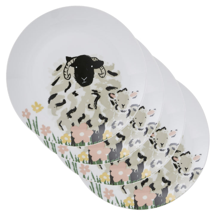 Ulster Weavers Woolly Sheep Side Plate - Porcelain - 4 Pack One Size in White