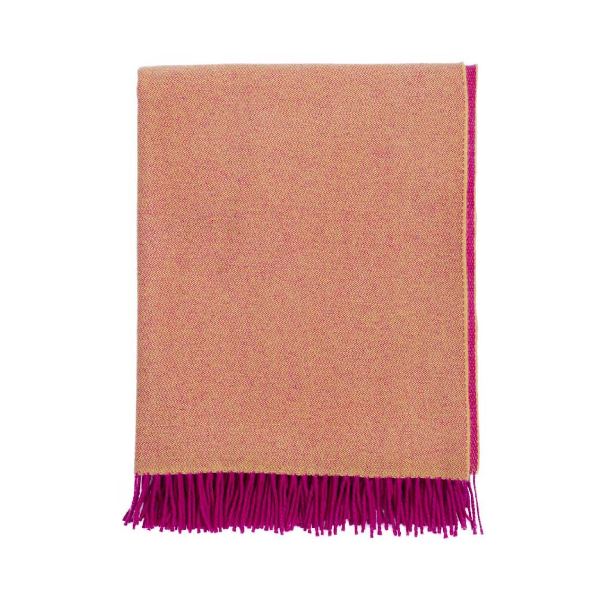 Ulster Weavers Merino Wool Throw - Ochre Yellow/Cerise Pink (145cmx175cm) - Throw - Ulster Weavers