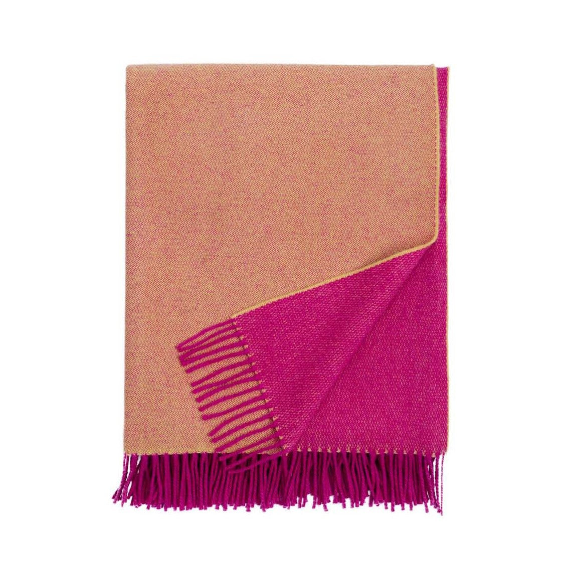 Ulster Weavers Merino Wool Throw - Ochre Yellow/Cerise Pink (145cmx175cm) - Throw - Ulster Weavers