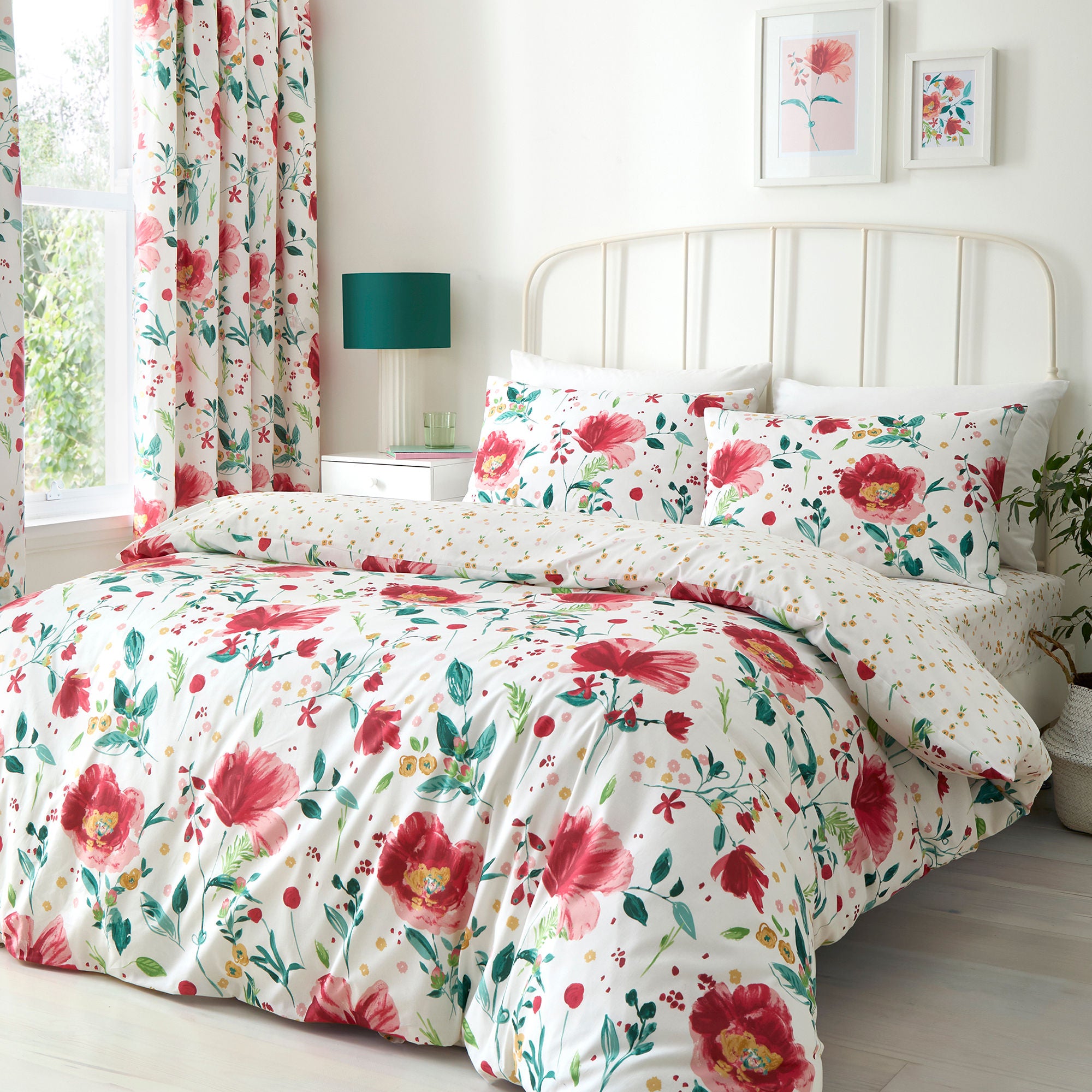 Abstract Poppy Duvet Cover Set in Red - Duvet Cover Set - Dreams & Drapes
