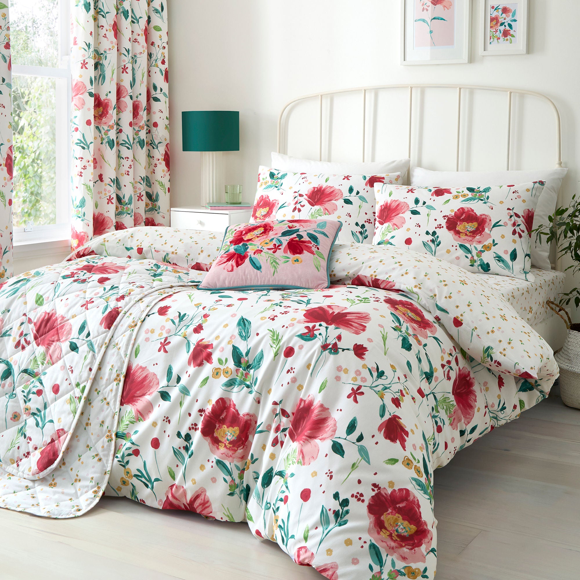 Abstract Poppy Cushion in Red 43 x 43cm - Cushion - Dreams & Drapes