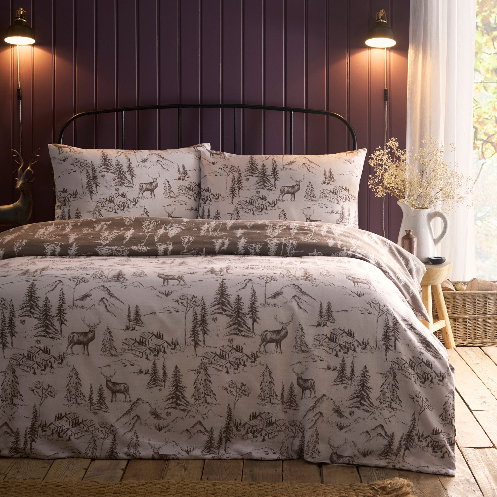 Alpine Stag Duvet Cover Set in Natural - Duvet Cover Set - Dreams & Drapes