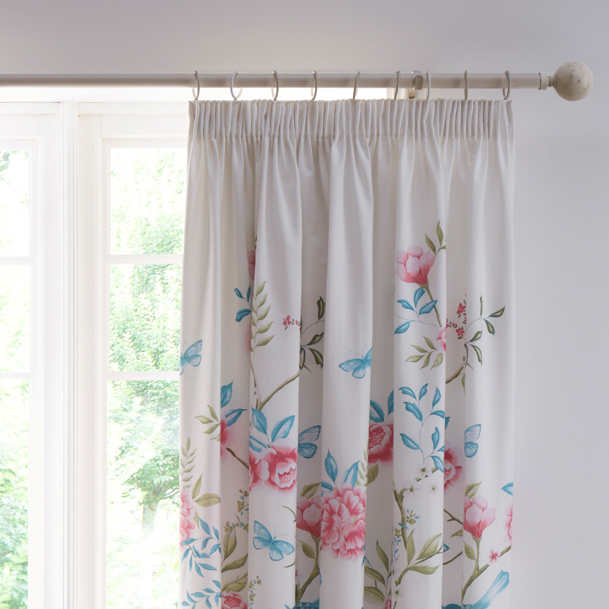 Amelle Pair of Pencil Pleat Curtains With Tie-Backs by Dreams & Drapes Design in Blue - Pair of Pencil Pleat Curtains With Tie-Backs - Dreams & Drapes Design
