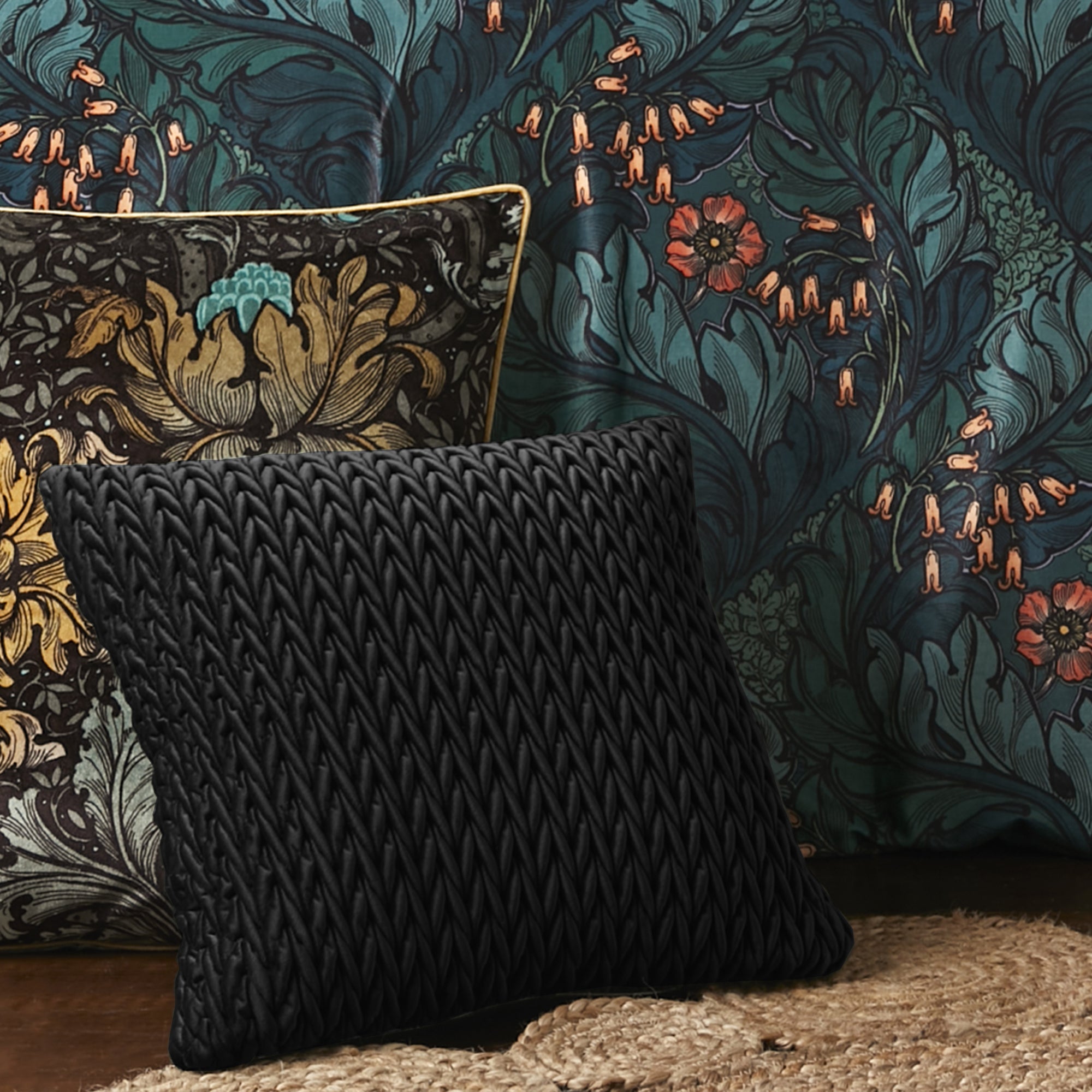 Amory Cushion by Laurence Llewelyn-Bowen in Black 43 x 43cm - Cushion - Laurence Llewelyn-Bowen