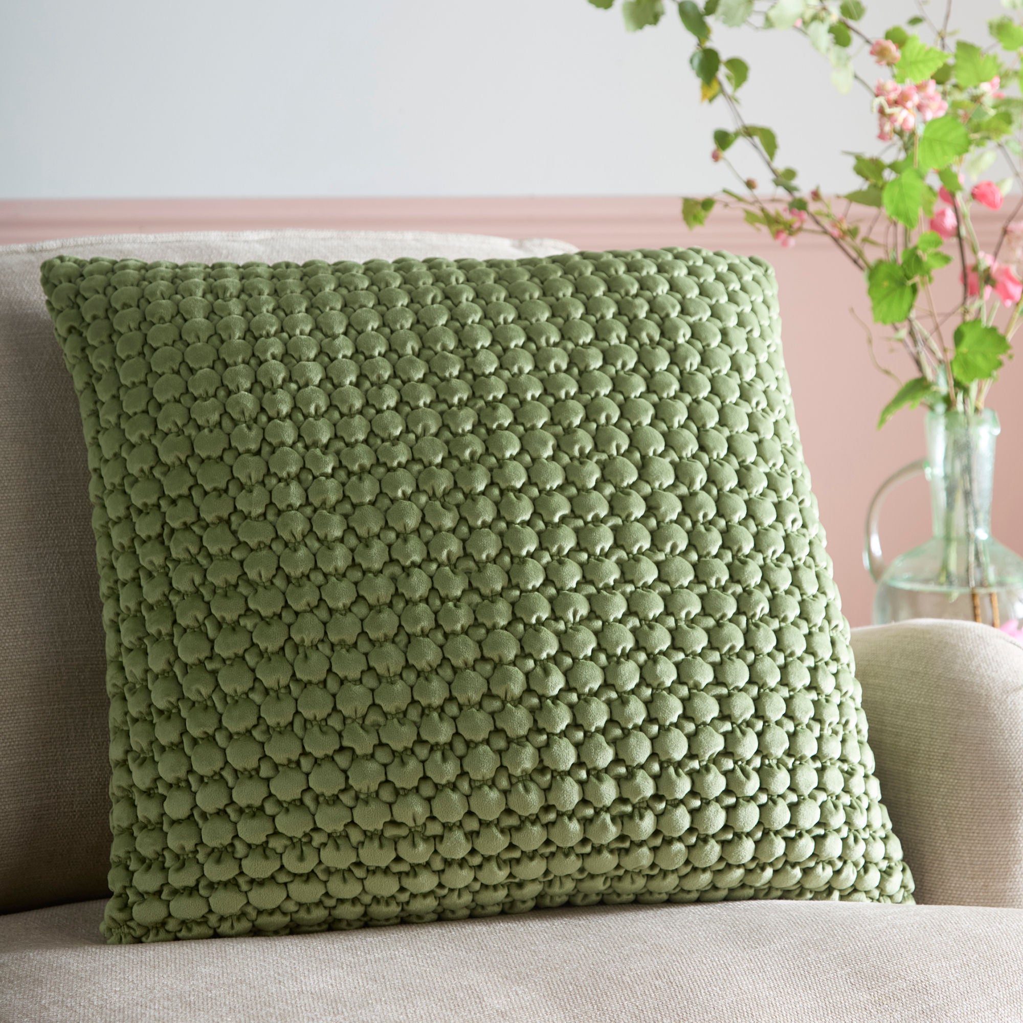 Bobble Cushion in Olive 55 x 55cm - Cushion - Appletree