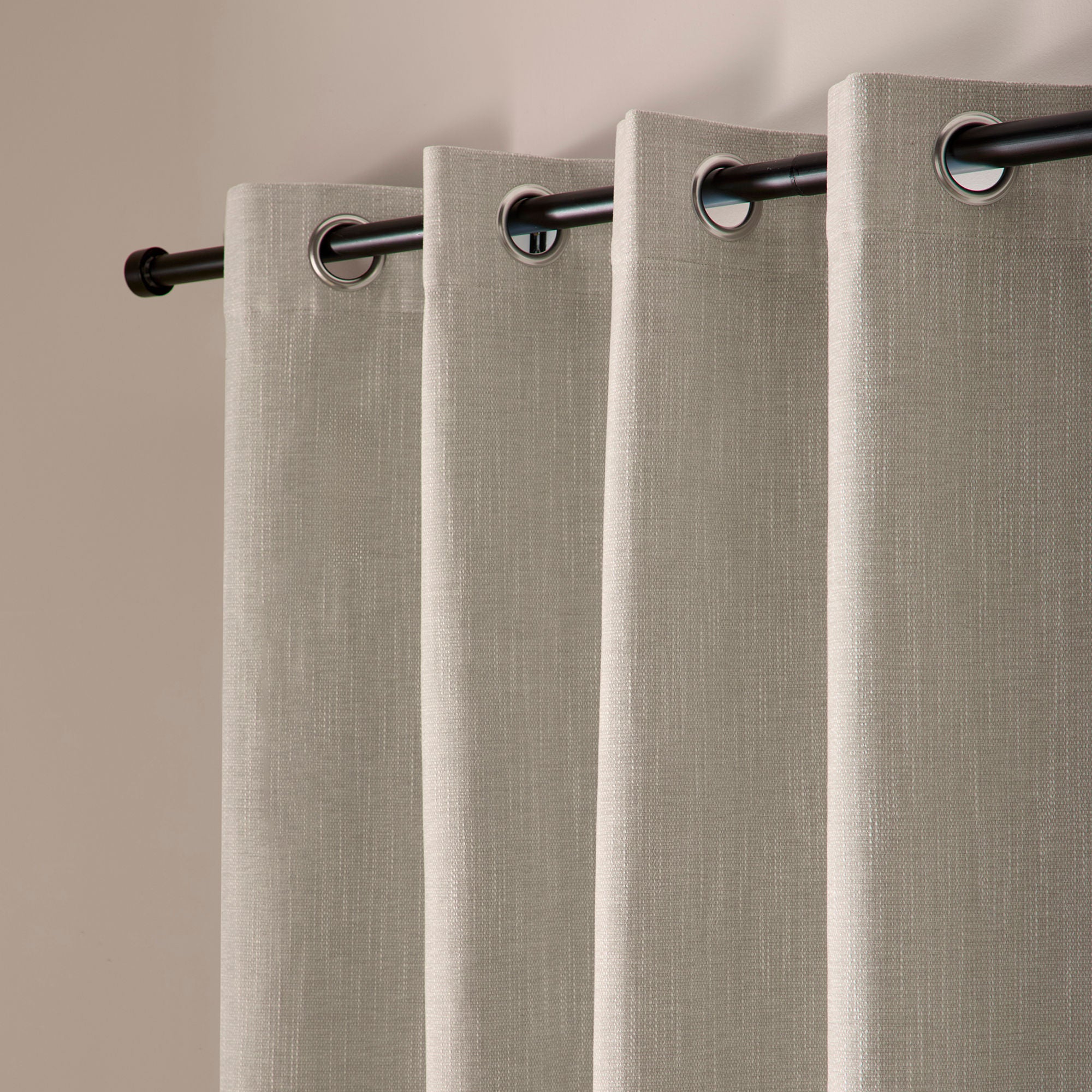 Boucle Chenille Pair of Eyelet Curtains in Cream