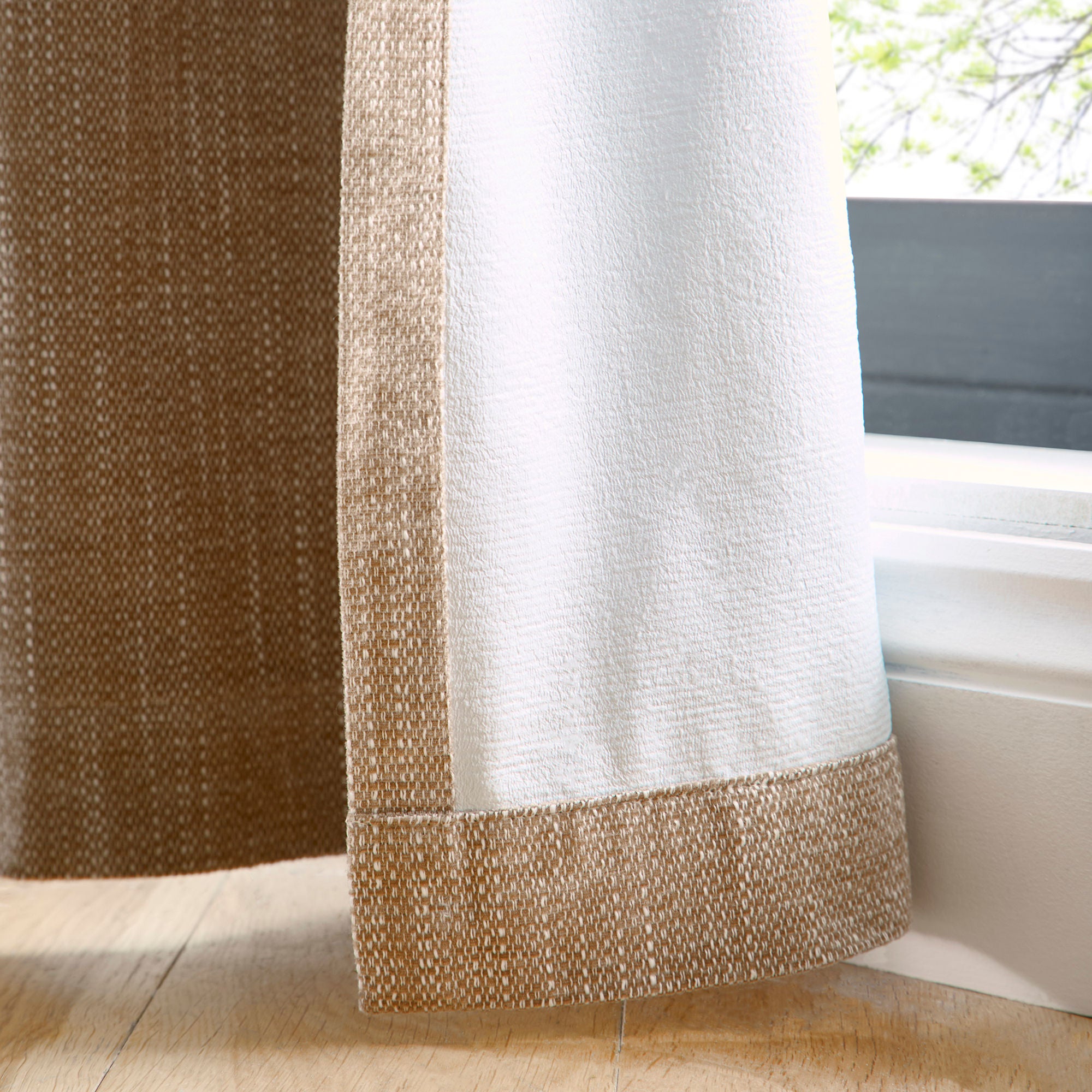 Boucle Chenille Pair of Eyelet Curtains in Natural