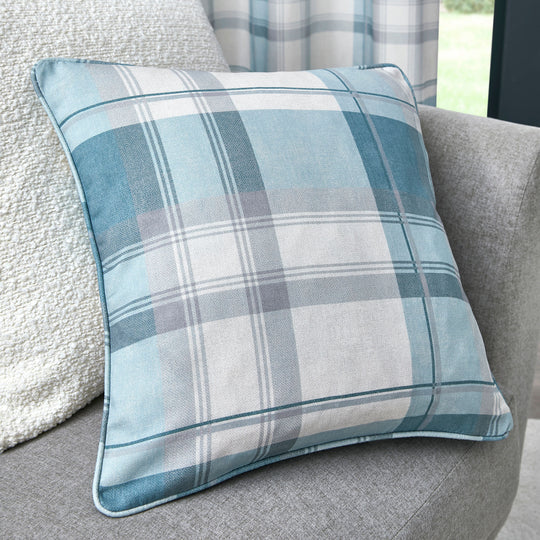 Balmoral Check Cushion in Duck Egg 43 x 43cm