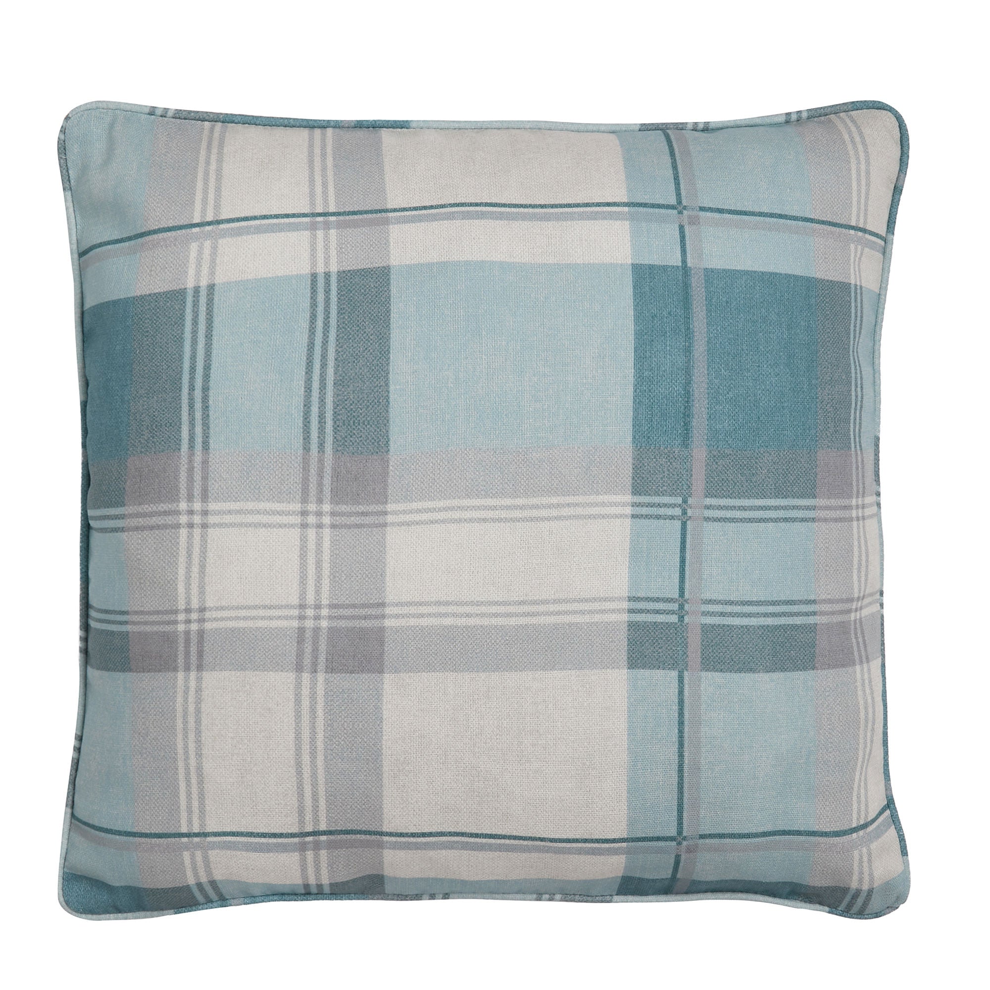 Balmoral Check Cushion by Fusion in Duck Egg 43 x 43cm - Cushion - Fusion