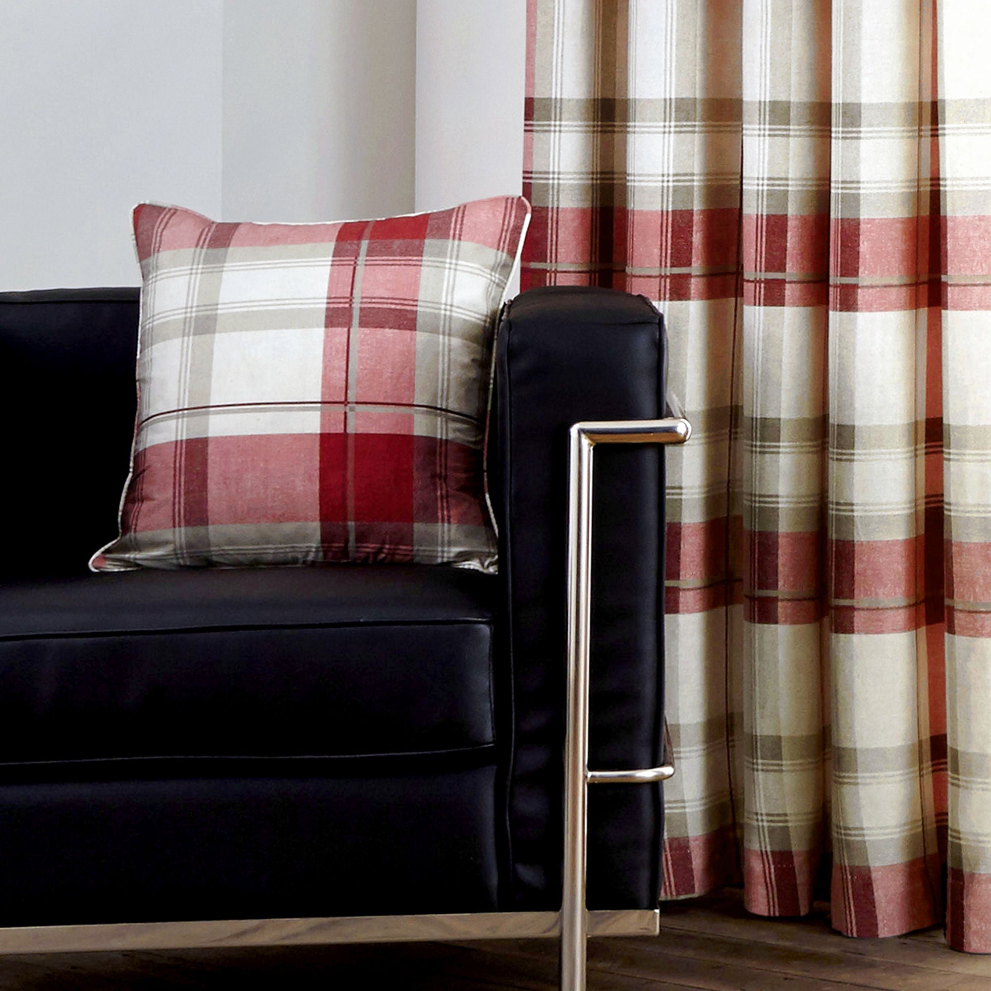 Balmoral Check Cushion by Fusion in Ruby 43 x 43cm - Cushion - Fusion