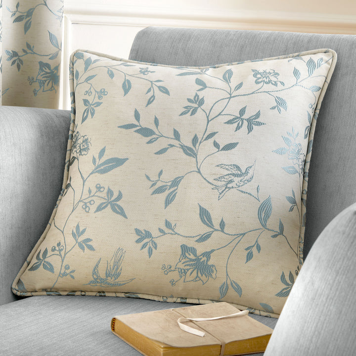 Bird Trail Cushion by Curtina in Duck Egg 43 x 43cm - Cushion - Curtina