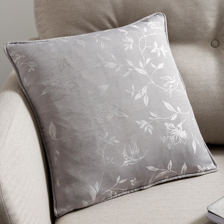 Bird Trail Cushion by Curtina in Grey 43 x 43cm - Cushion - Curtina