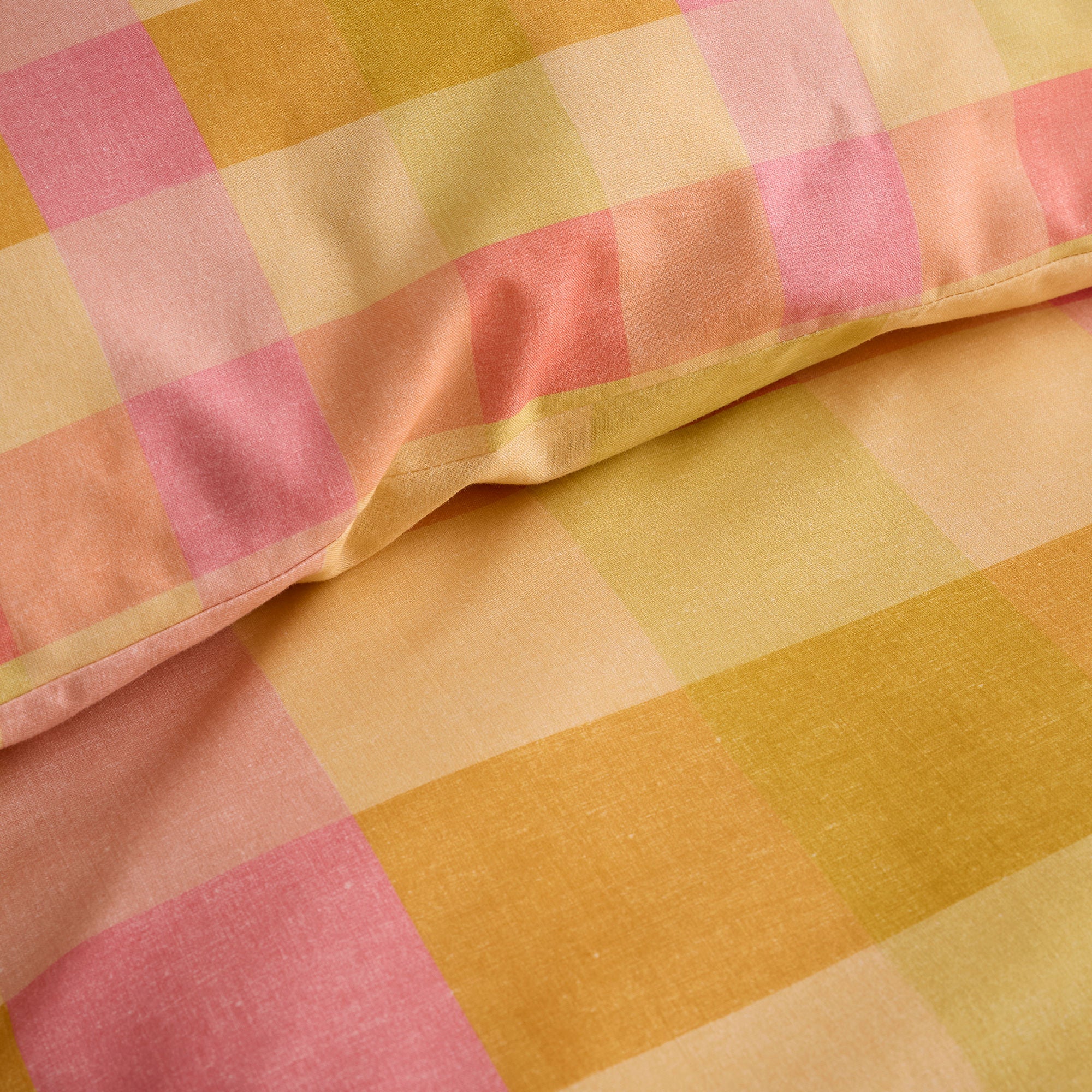 Block Check Duvet Cover Set in Orange - Duvet Cover Set - Fusion