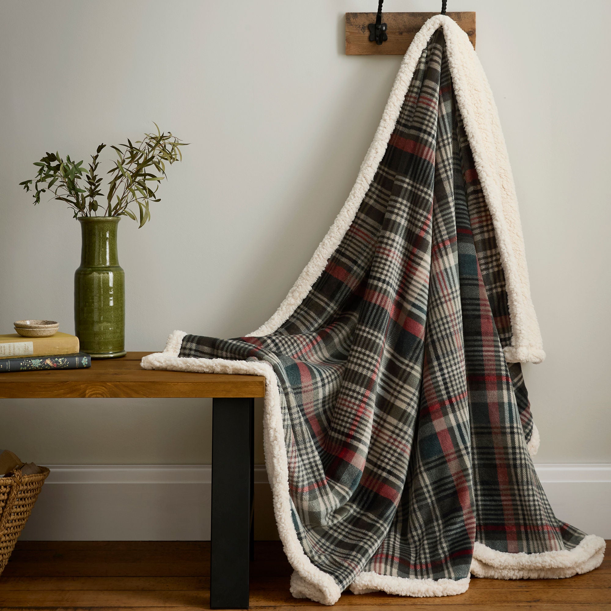 Bennet Check Throw in Green 150 x 200cm - Throw - Dreams & Drapes