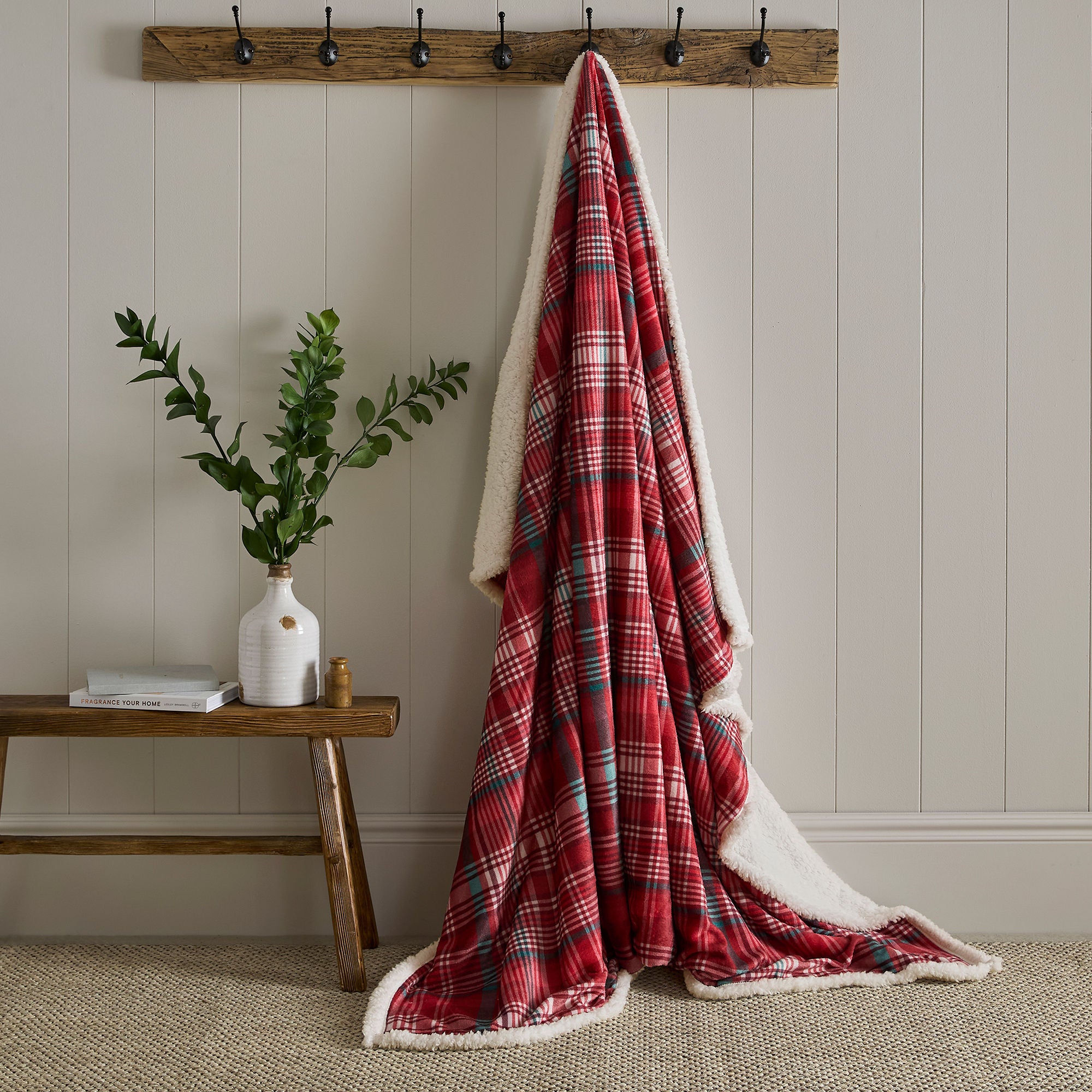 Bennet Check Throw in Red 150 x 200cm - Throw - D & D Lodge