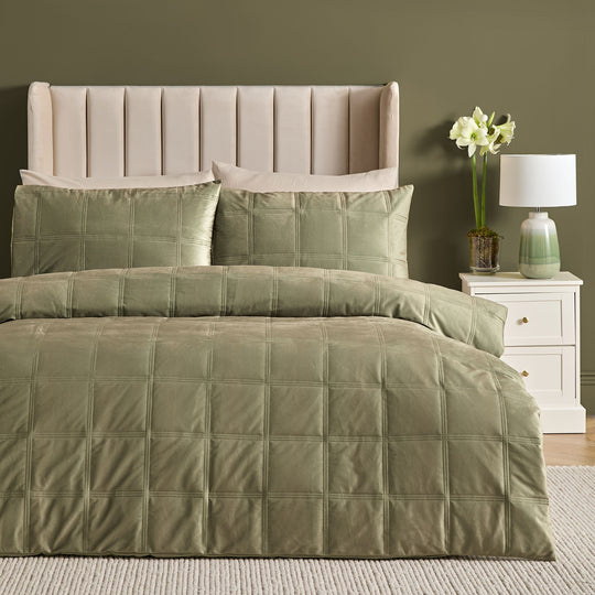 Brighton Square Duvet Cover Set in Green
