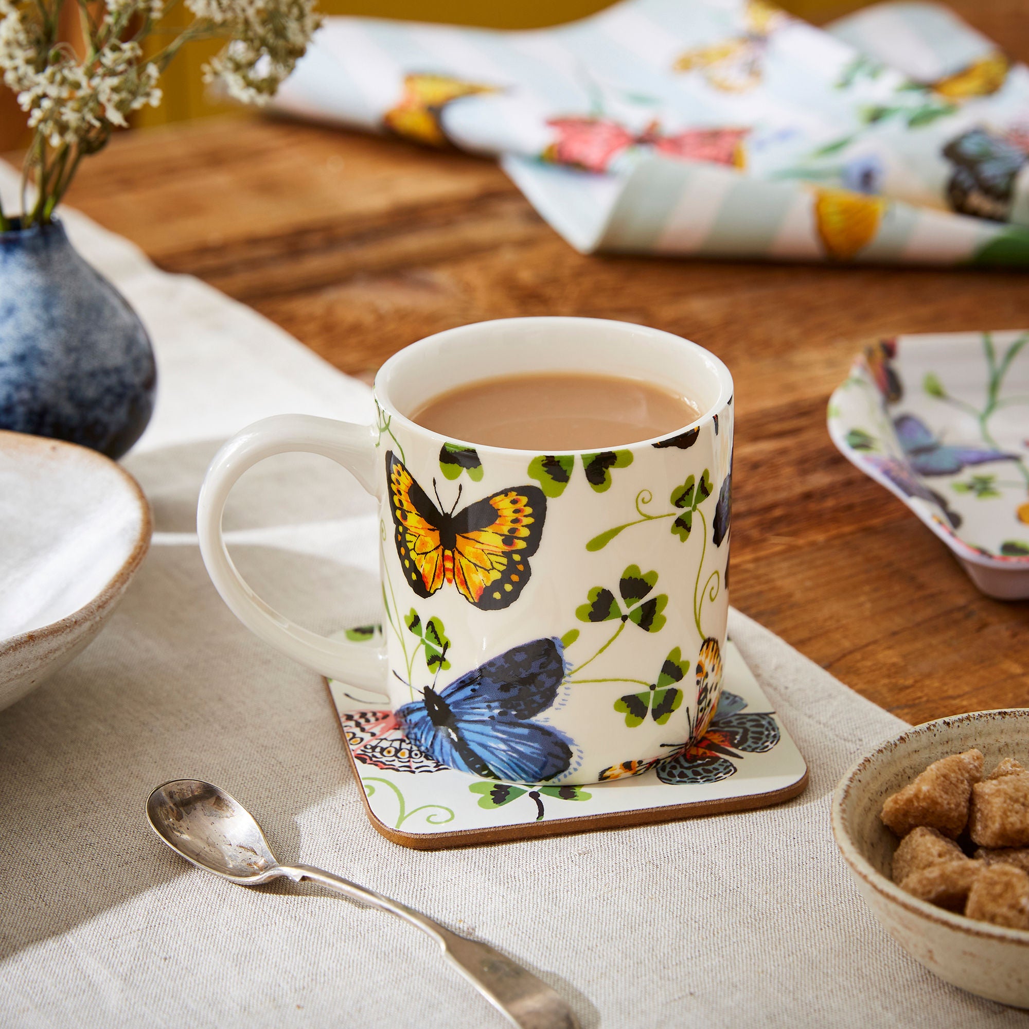 Butterfly Grove Coasters 4 Pack in Blue - Coaster - Ulster Weavers