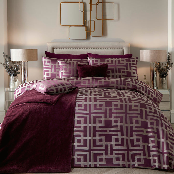 Bardon Duvet Cover Set by Soiree in Damson - Duvet Cover Set - Soiree