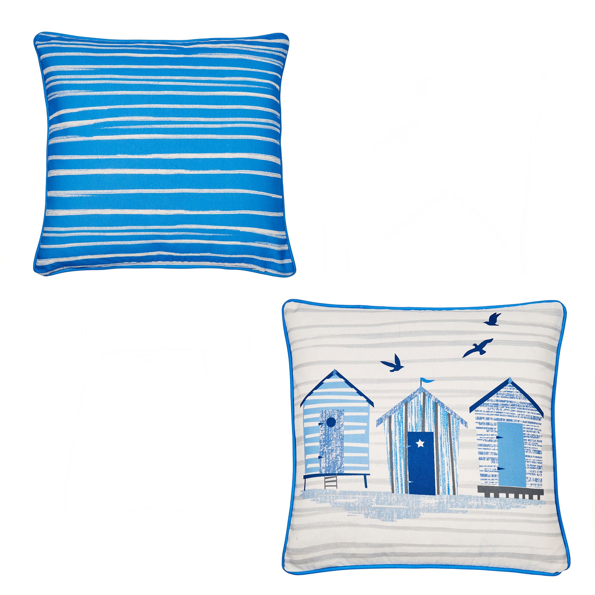 Beach Huts Outdoor Cushion by Fusion in Blue 43 x 43cm - Cushion - Fusion
