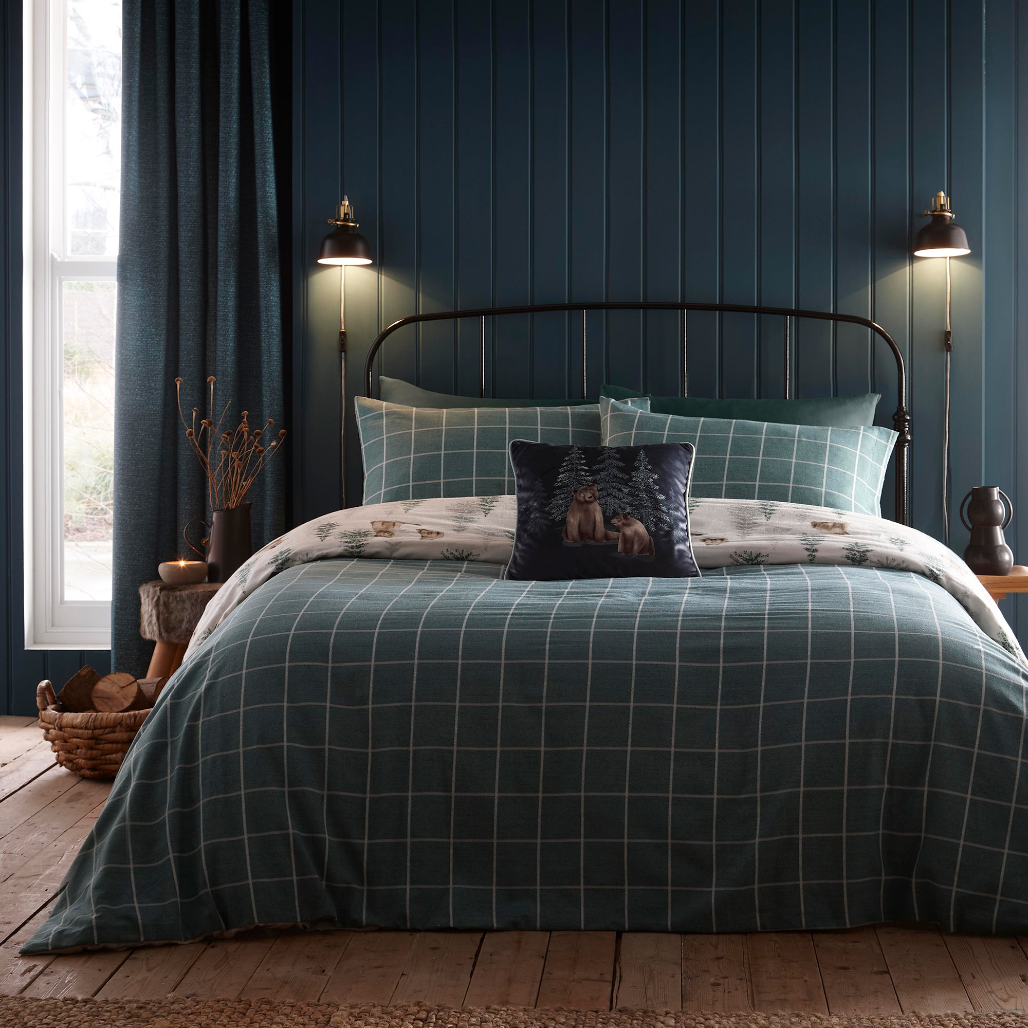 Bear Walks Duvet Cover Set by Dreams & Drapes Lodge in Natural - Duvet Cover Set - Dreams & Drapes Lodge