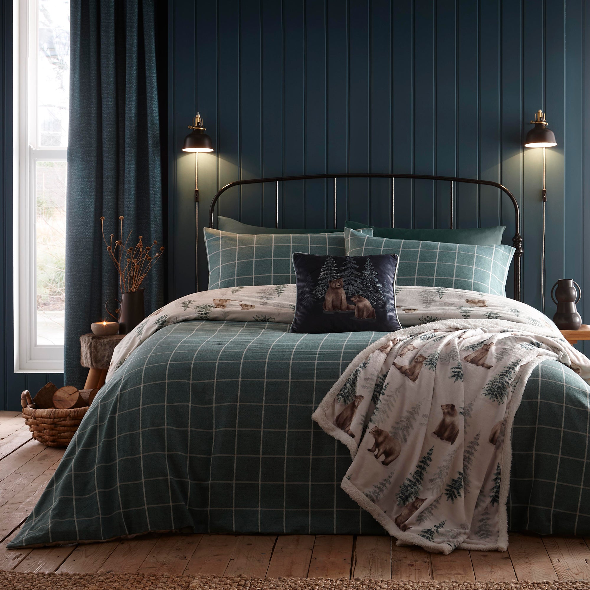 Bear Walks Duvet Cover Set by Dreams & Drapes Lodge in Natural - Duvet Cover Set - Dreams & Drapes Lodge