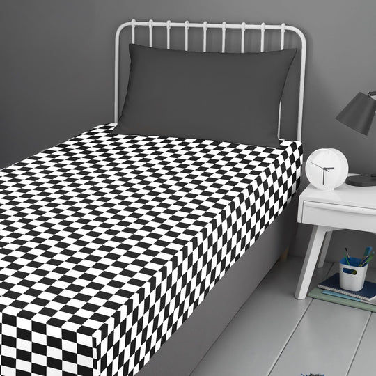 Beckett Stripe 25cm Deep Fitted Bed Sheet in Black/White