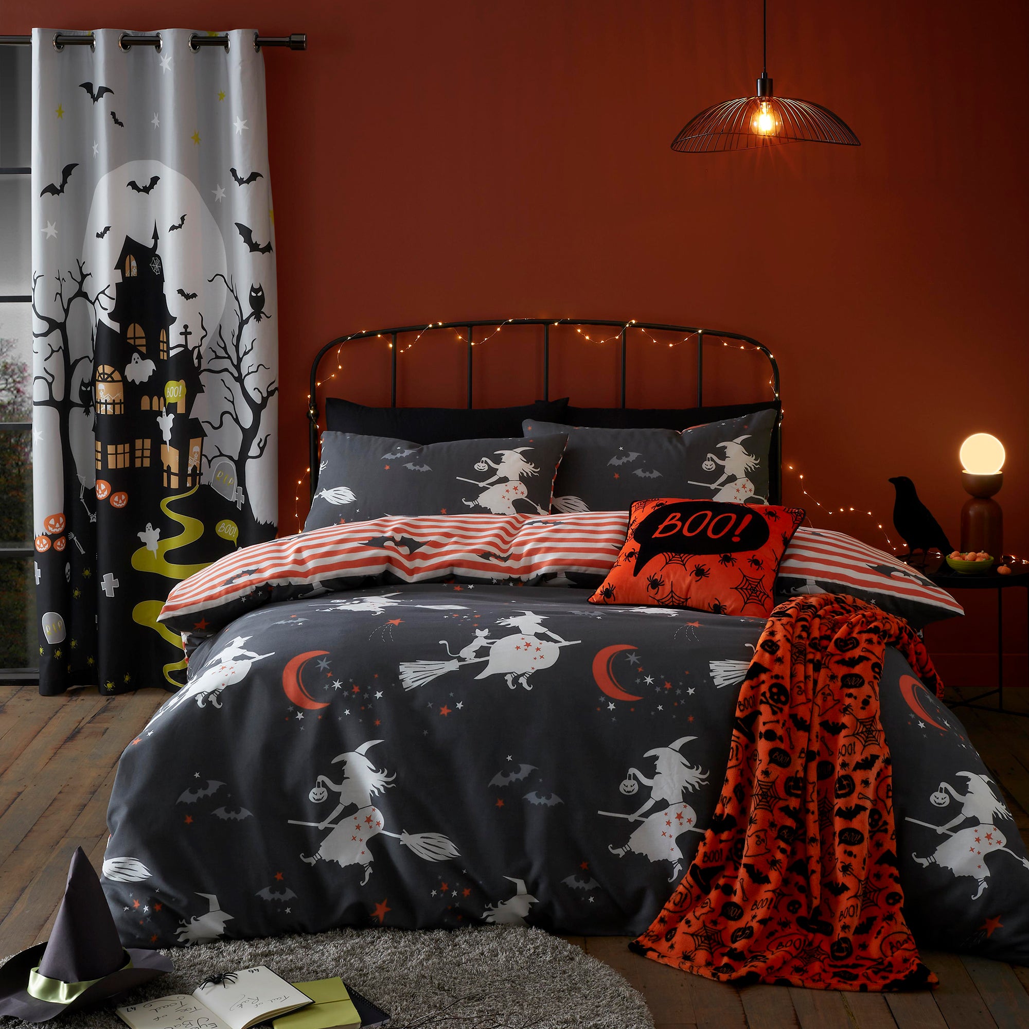 Halloween Boo Cushion by Bedlam in Orange 43 x 43cm - Cushion - Bedlam