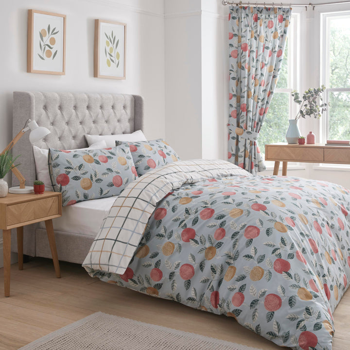 Botanical Fruit Duvet Cover Set by Dreams & Drapes Design in Green - Duvet Cover Set - Dreams & Drapes Design