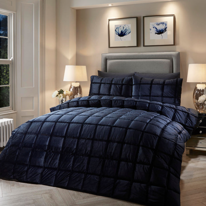 Brighton Square Duvet Cover Set by Soiree in Navy - Duvet Cover Set - Soiree