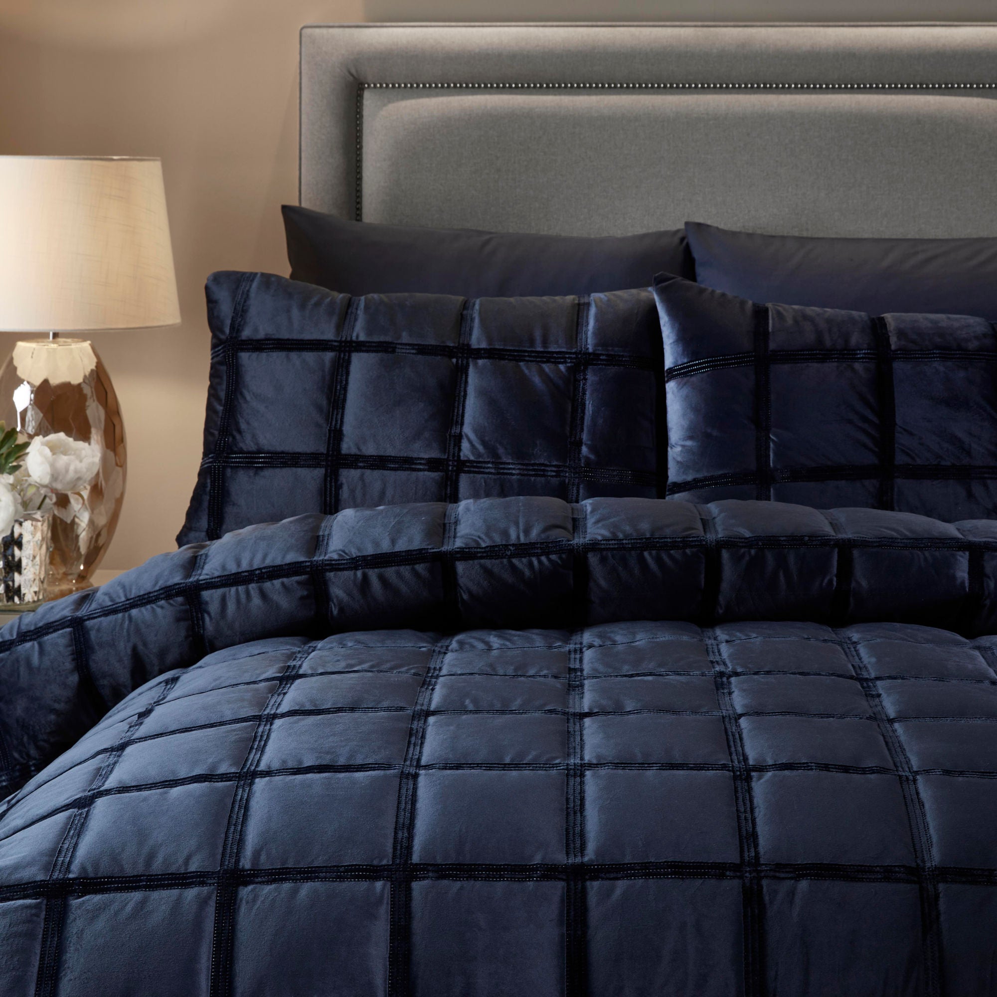 Brighton Square Duvet Cover Set by Soiree in Navy - Duvet Cover Set - Soiree