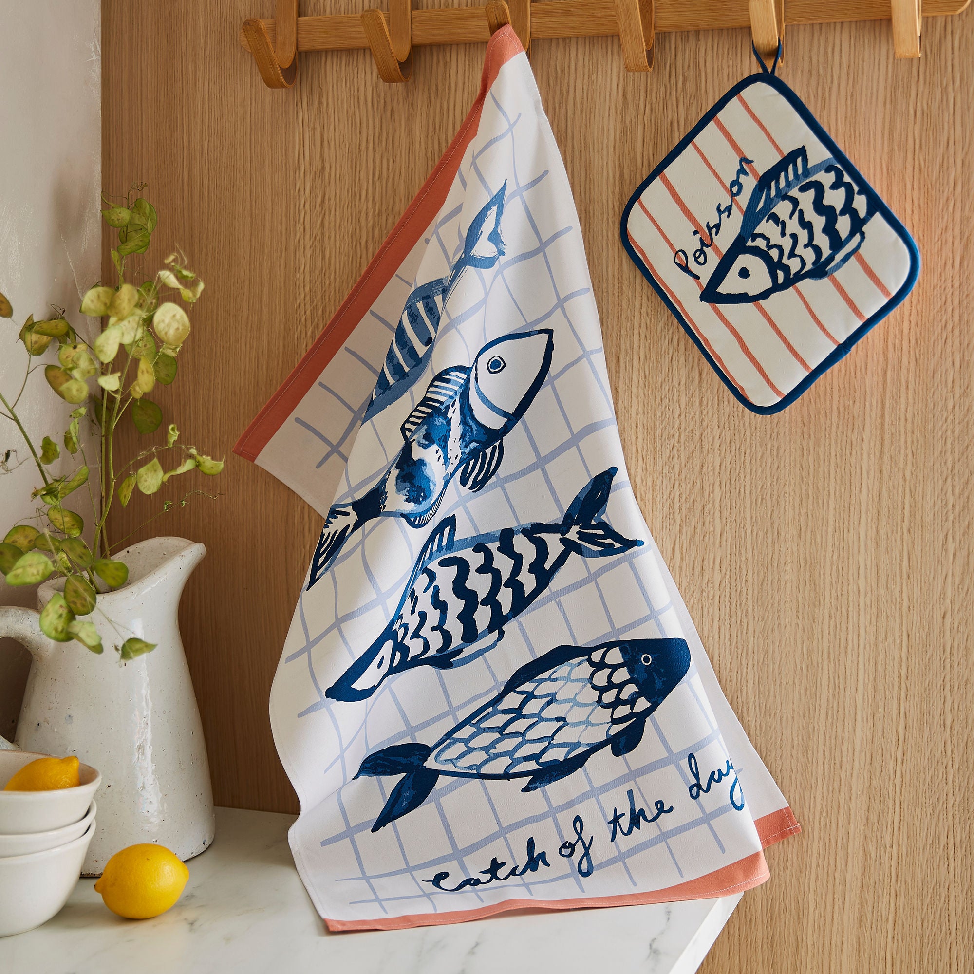 Ulster Weavers Catch of the Day Tea Towel - Cotton One Size in Orange - Tea Towel - Ulster Weavers