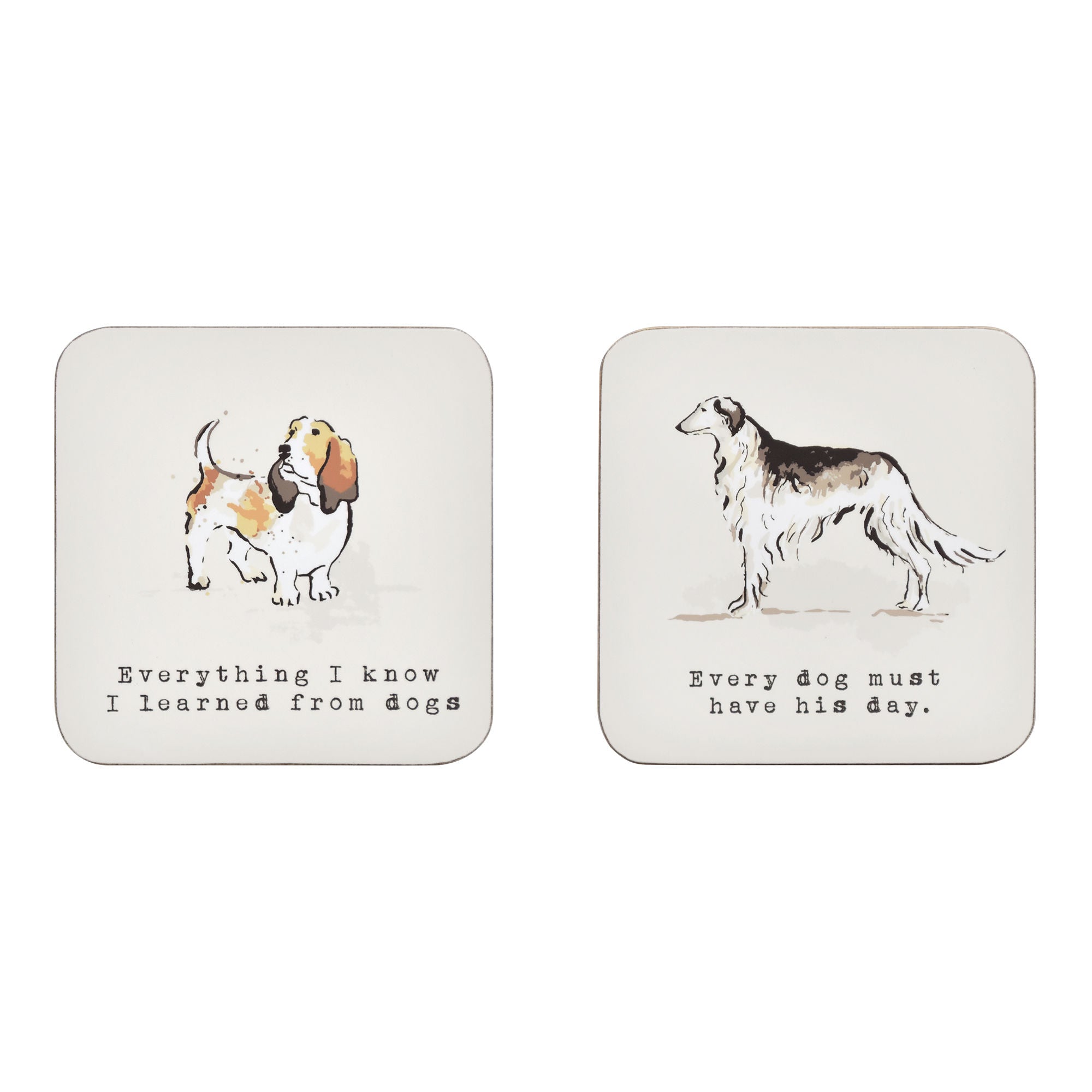 Country Dogs Coasters 4 Pack in Brown - Coaster - Ulster Weavers