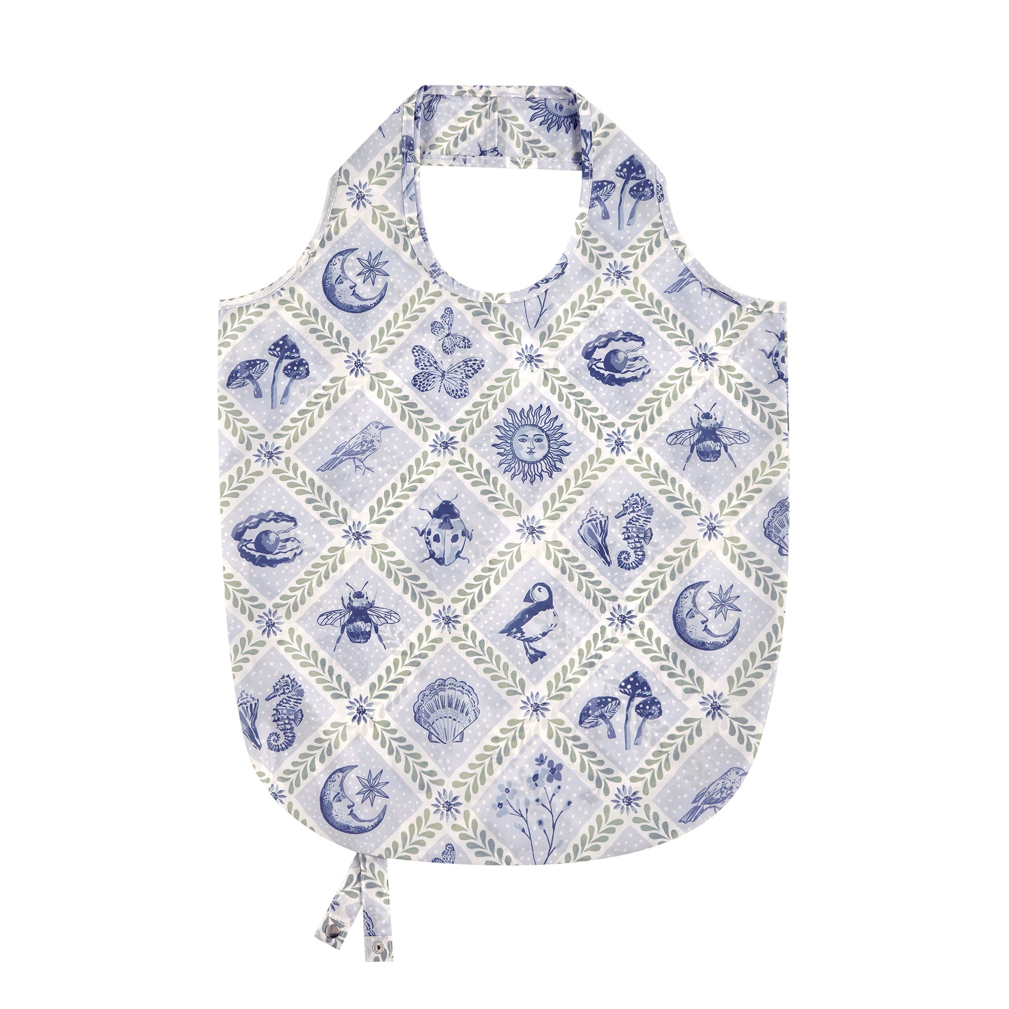 Coastal Treasures Foldable Tote Bag Medium in Blue - Bag - Ulster Weavers
