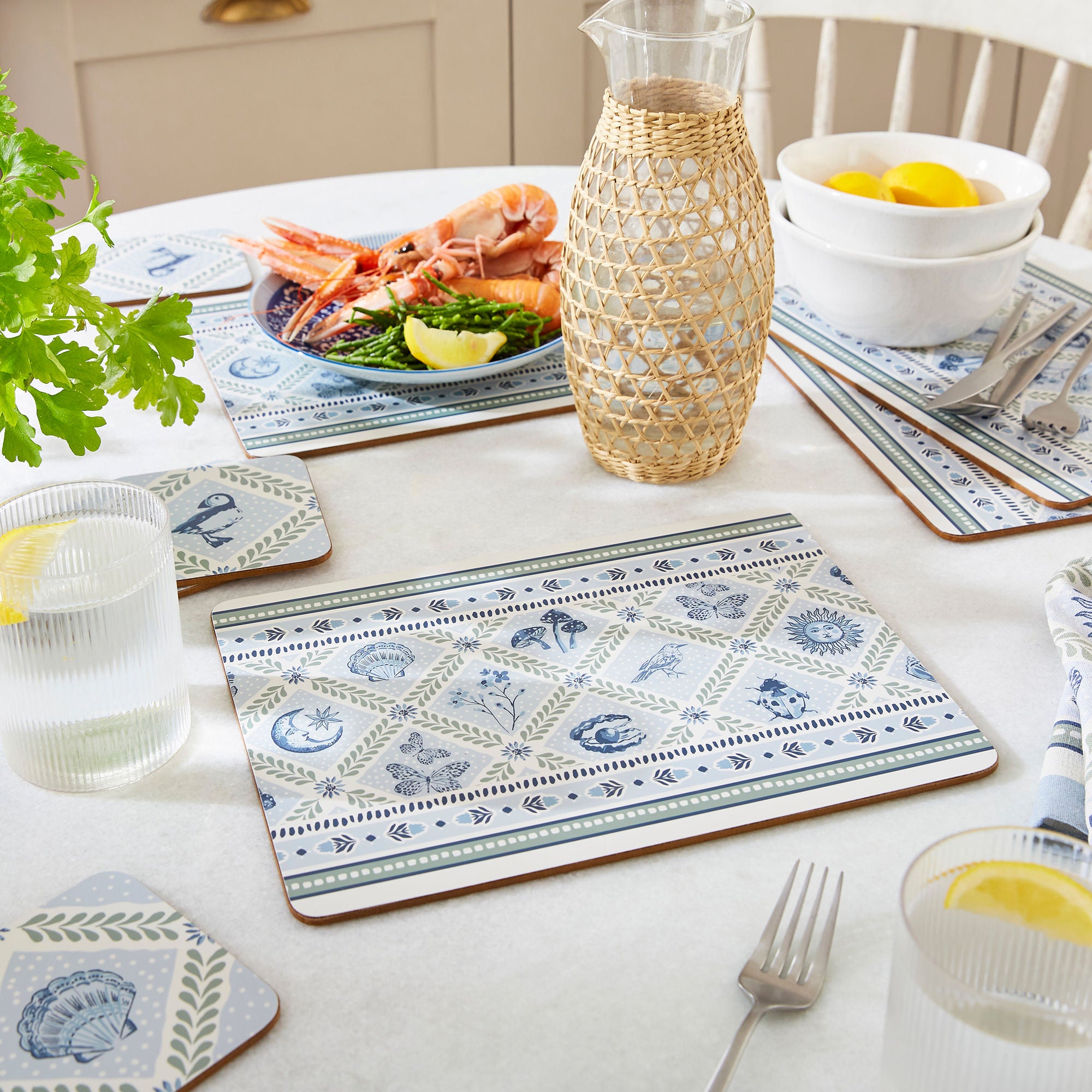 Coastal Treasures Coasters 4 Pack in Blue - Coaster - Ulster Weavers