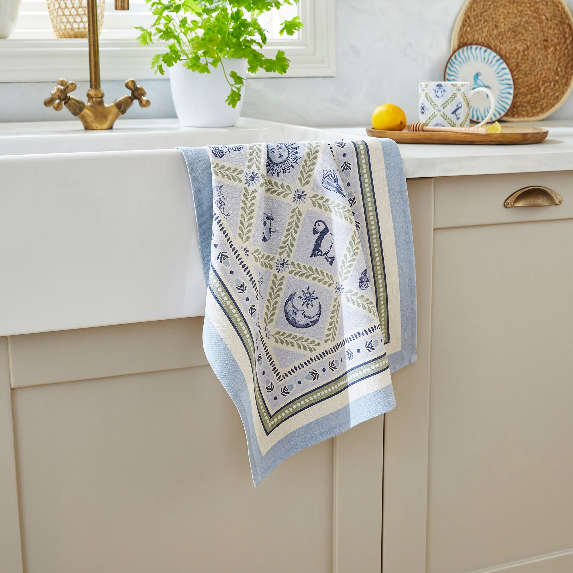 Coastal Treasures Cotton Tea Towel in Blue - Tea Towel - Ulster Weavers