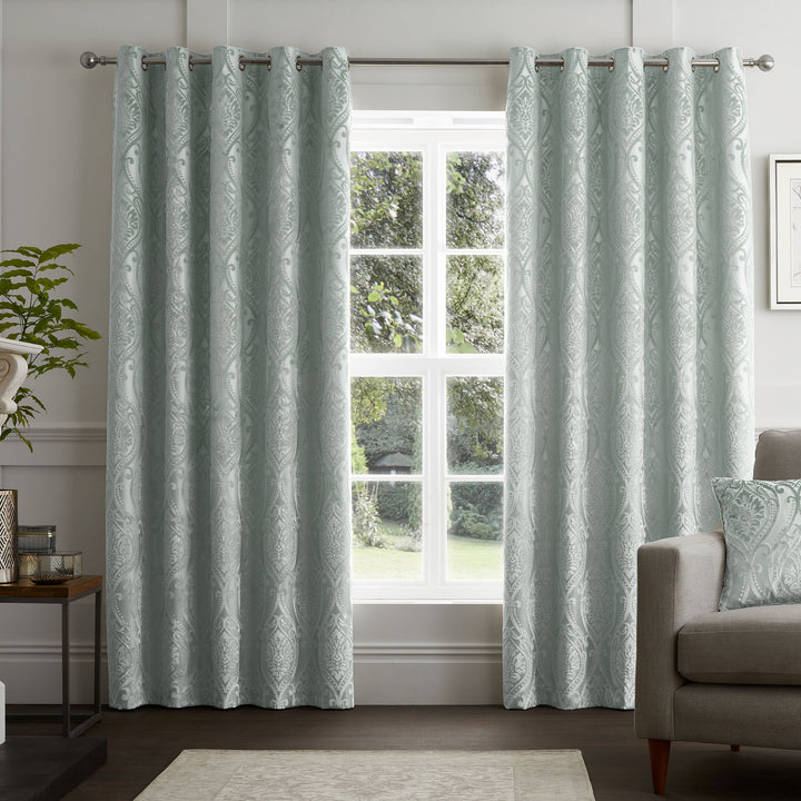 Chateau Pair of Eyelet Curtains by Curtina in Duck Egg - Pair of Eyelet Curtains - Curtina