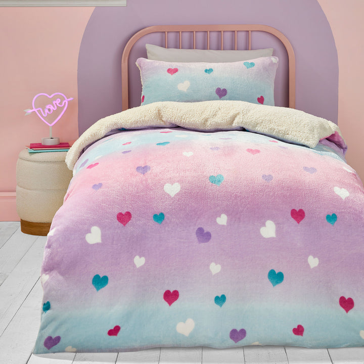 Cosy Ombre Heart Duvet Cover Set by Bedlam in Multi - Duvet Cover Set - Bedlam