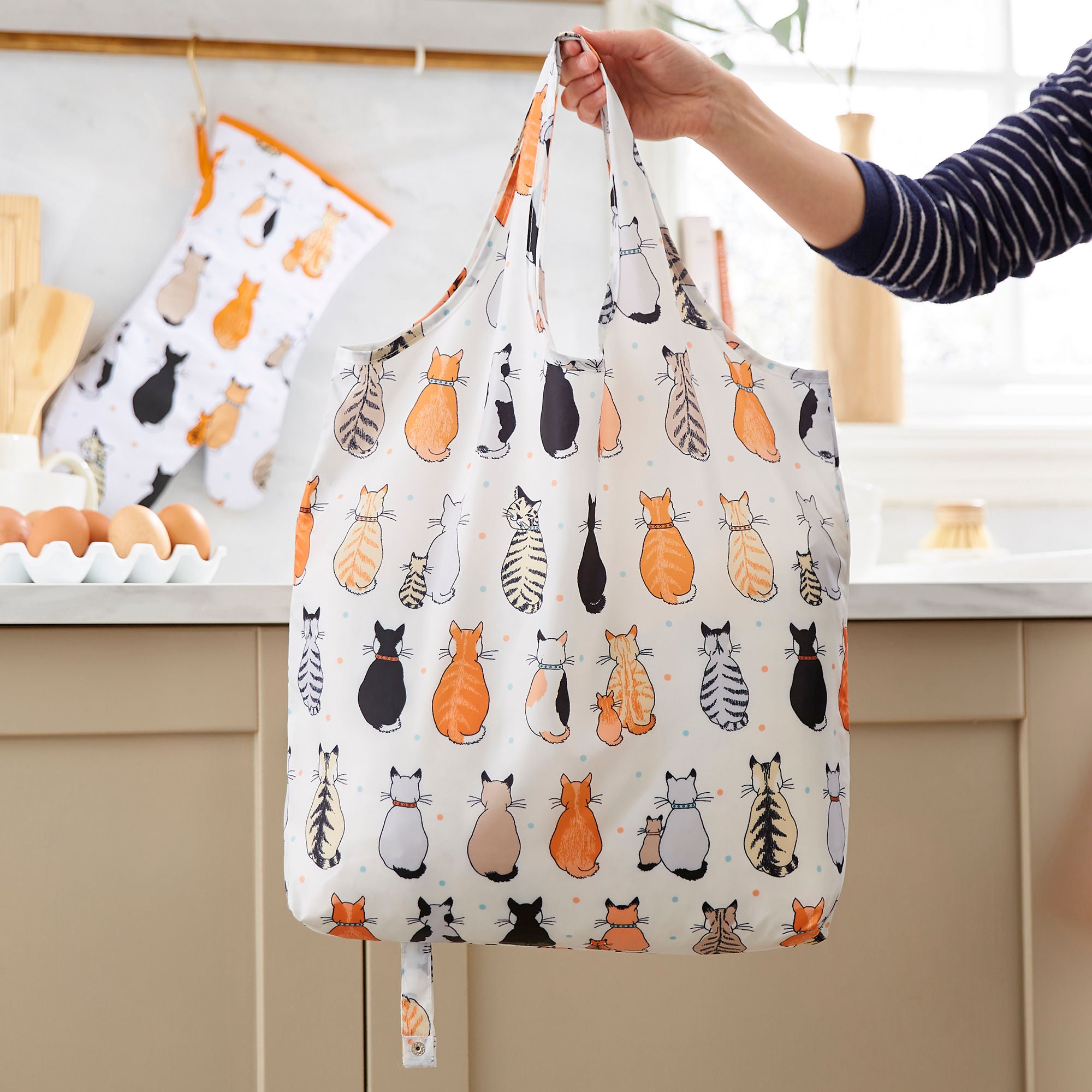 Cats In Waiting 2026 Foldable Tote Bag Medium in Orange - Bag - Ulster Weavers