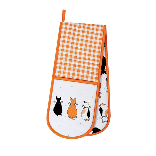 Cats In Waiting 2026 Double Oven Glove in Orange