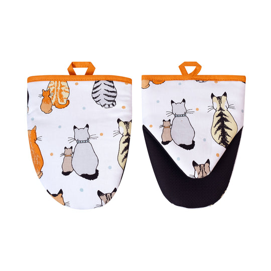 Cats In Waiting 2026 Microwave Mitts Pair in Orange