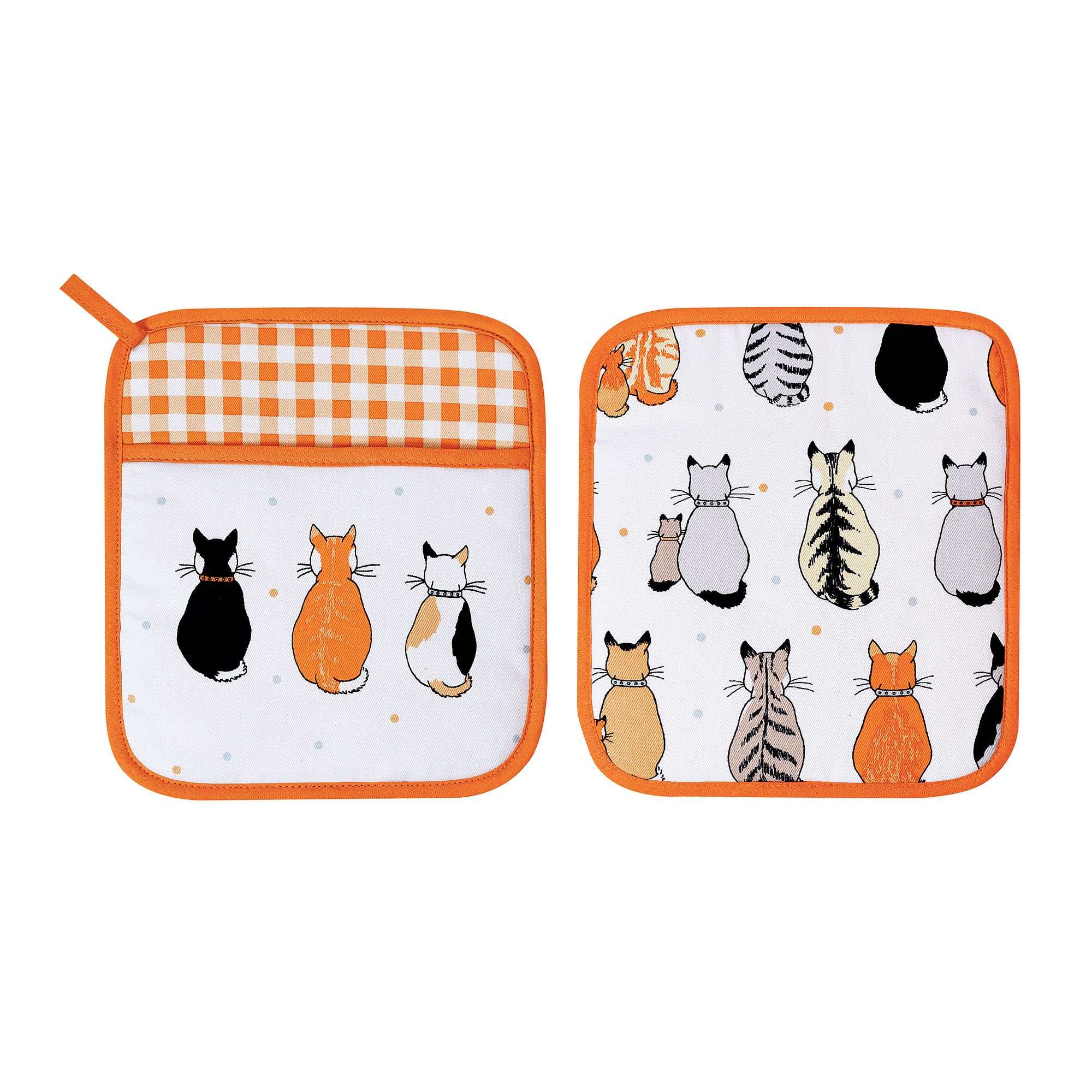 Cats In Waiting 2026 Pot Mitt in Orange - Pot Mitt - Ulster Weavers