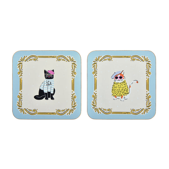 Cool Cats Coasters 4 Pack in Multicolour