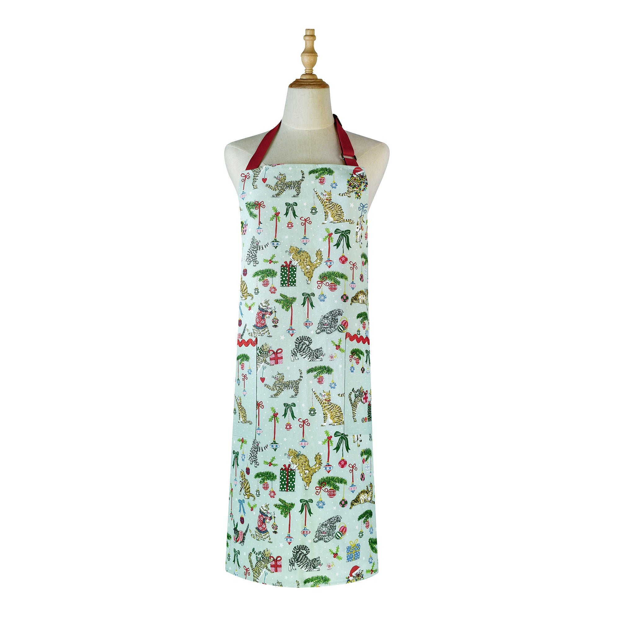 Christmas Cats Cotton Apron in Seafoam - Apron - Ulster Weavers