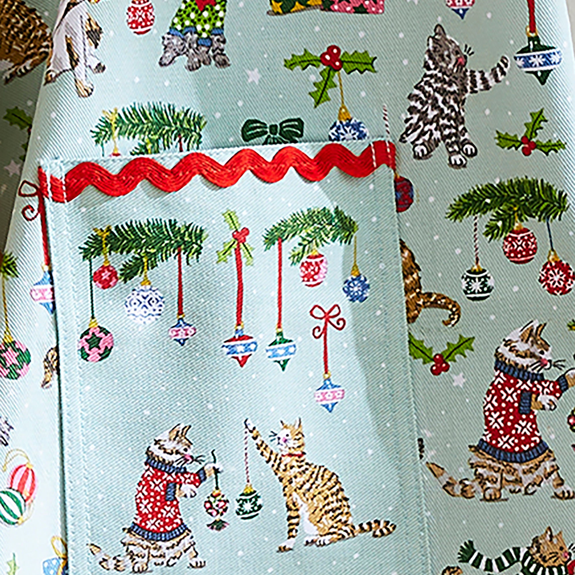 Christmas Cats Cotton Apron in Seafoam - Apron - Ulster Weavers