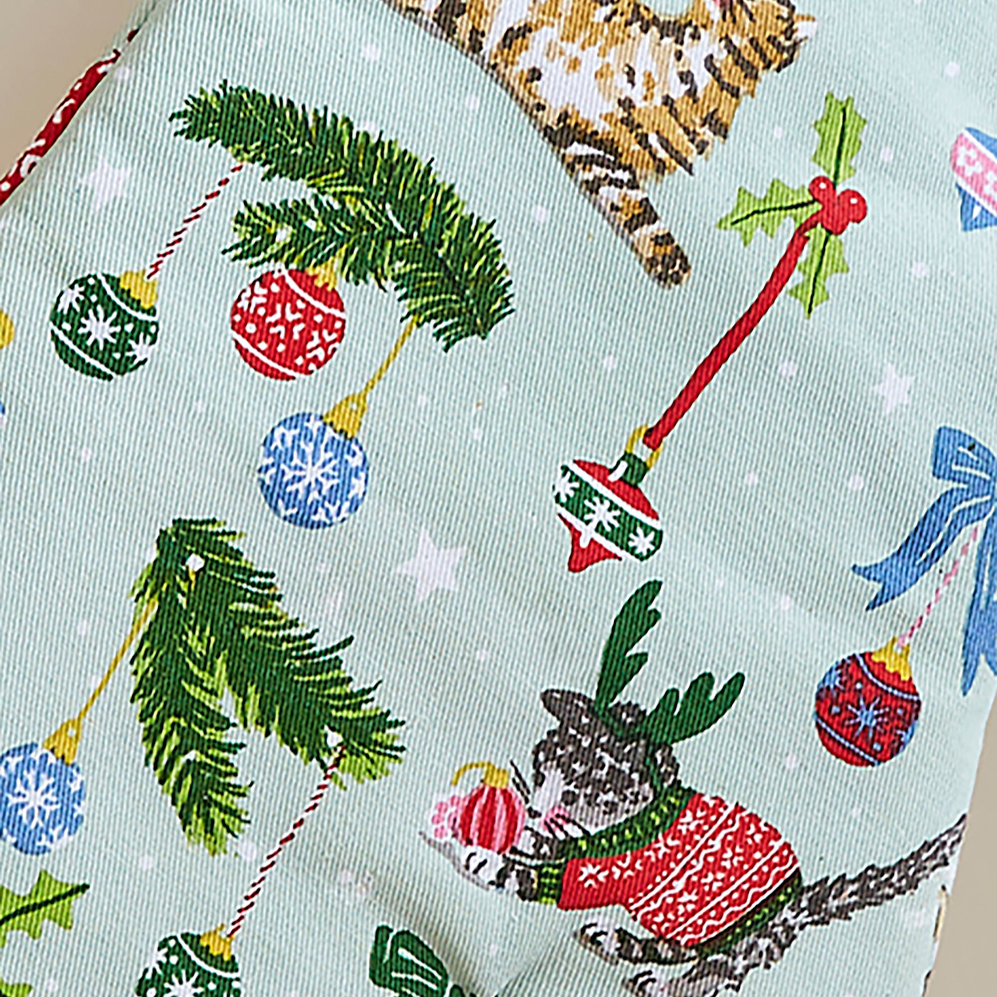Christmas Cats Gauntlet Oven Glove in Seafoam - Gauntlet Oven Glove - Ulster Weavers